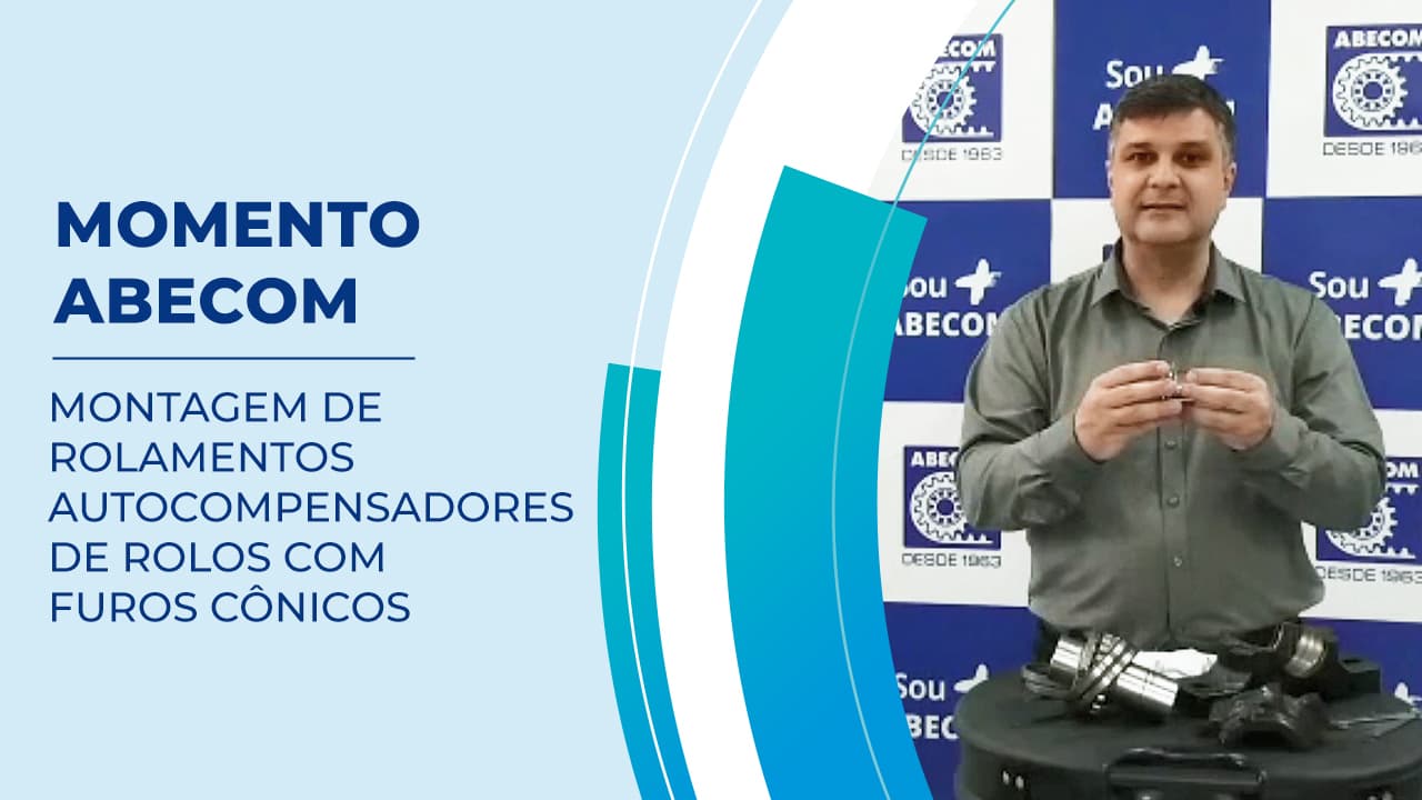 Montagem de rolamentos autocompensadores de rolos com furos conicos